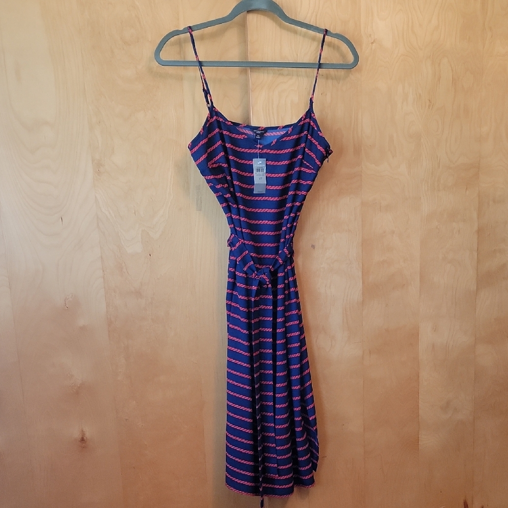 Anne Taylor Petite Striped Red and Blue Dress